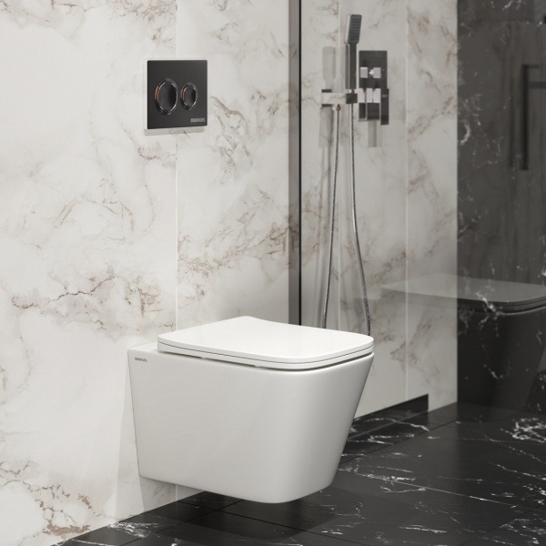 Унитаз BERGES подвесной FLOE S Rimless 51 см, сиденье дюропласт Floe S Slim SO, микролифт, быстросъём