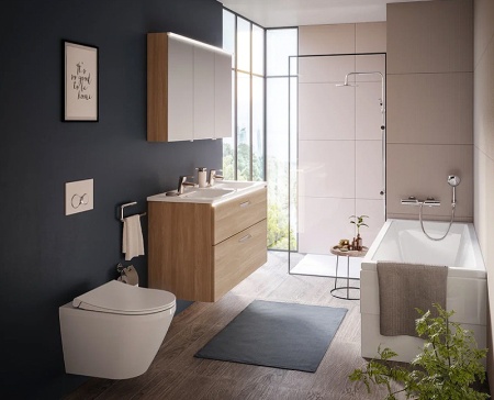 Комплект унитаза с инсталляцией Vitra Integra Round 9856B003-7205 с сиденьем Микролифт и клавишей смыва Хром глянцевый