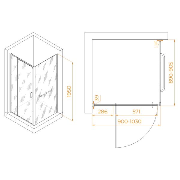 Душевой уголок RGW PA-078-1 (RGW PA-008 + Z-060-2)