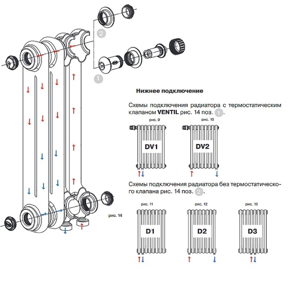 Стальной трубчатый радиатор отопления RIFAR TUBOG VENTIL 2180 10 секций АНТРАЦИТ нижнее одностороннее подключение