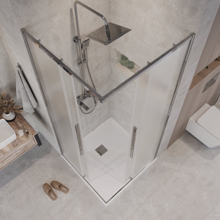 1/2 душ.ограждения 1/2.К33.01.90.10.02 Galaxy (90*195) хром, стекло шиншилла, 1 место