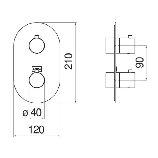 Термостат для ванны "Nobili Live", вертикальный/горизонтальный монтаж, 20 см