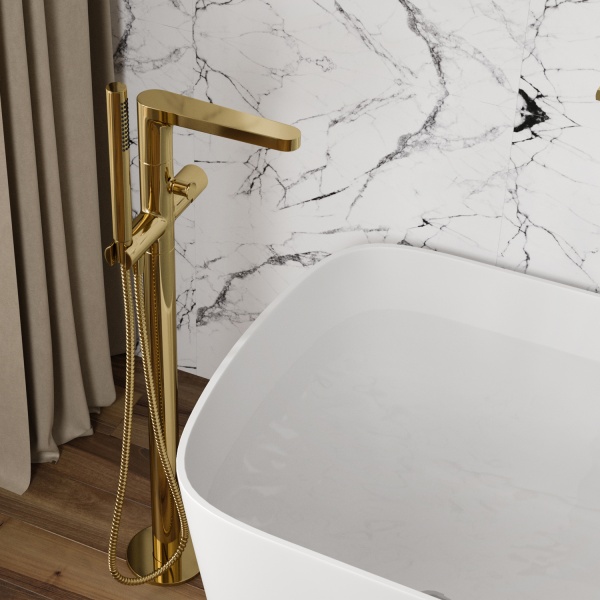 Смеситель для ванны WasserKRAFT Ems 7621, напольный, с переключателем на душ