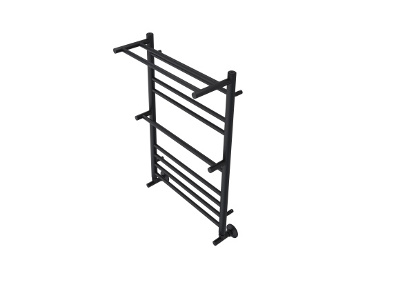 Полотенцесушитель водяной Aquatek (Акватек) Альфа П10 500х800 мм, с полкой, черный муар, подключение нижнее/диагональное, сверхпрочная пищевая нержавеющая сталь AISI 304L, гарантия 10 лет