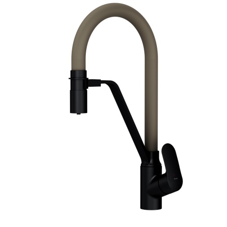 F8007826 Like, смеситель для кухни с каналом для питьевой воды и гибким изливом, черн., бежевый изли