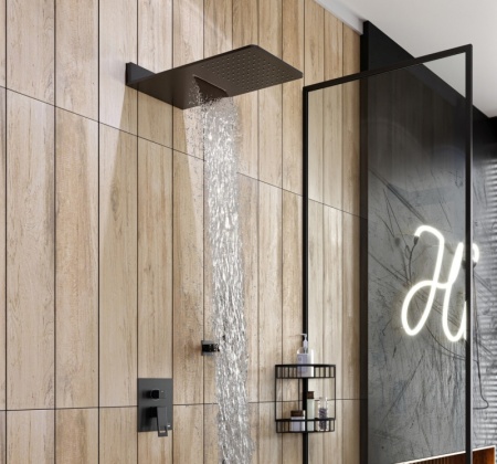 Душевая система Timo "Briana" SX-7139/03SM, верхний тропический душ, черный