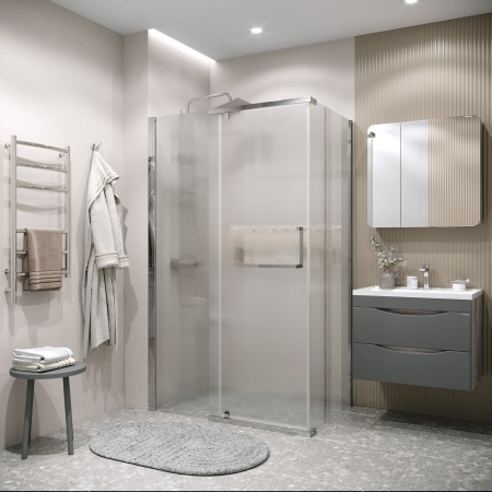 Душ.ограждение 120.K33.03.1080.10.02 Pragma (100*80*195) хром, стекло шиншилла, 2 места