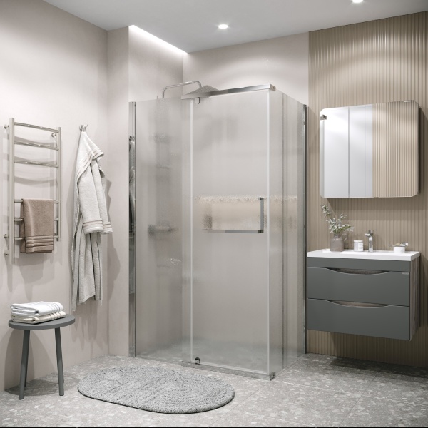 Душ.ограждение 120.K33.03.1080.10.02 Pragma (100*80*195) хром, стекло шиншилла, 2 места