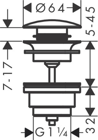 Донный клапан Hansgrohe 50100000 click-clack Хром