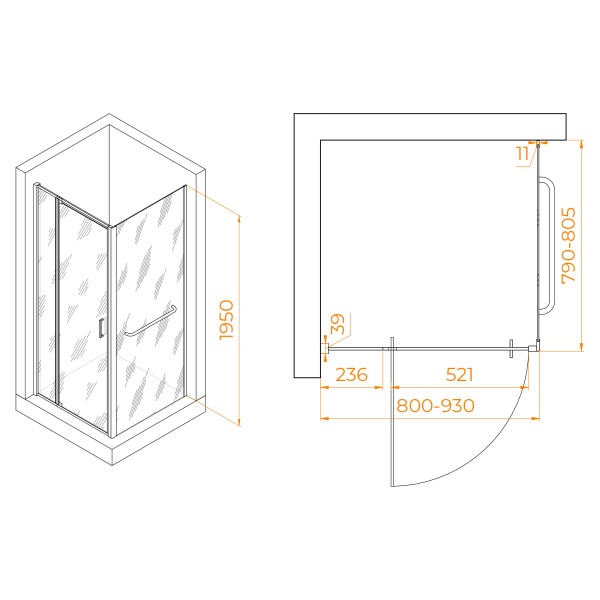 Душевой уголок RGW PA-078-1 (RGW PA-008 + Z-060-2)