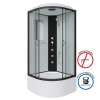 Душ.каб. NG-6708-14G (900х900х2150) высокий поддон(40см) стекло ПРОЗРАЧНОЕ черные профиля 4 места