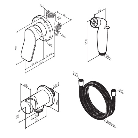 F40H85A22 X-Joy, гигиенический набор для скрытого монтажа со смесителем для душа, черный, шт.