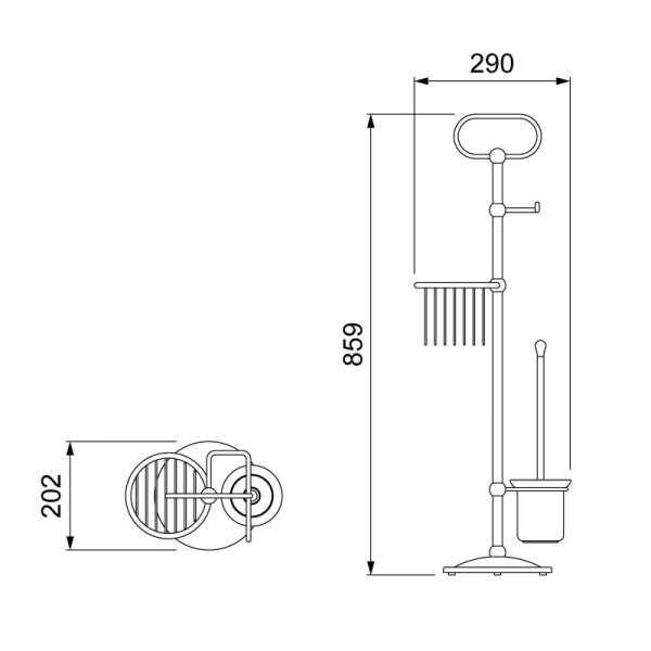 Напольная стойка Timo "Nelson" 160185/02, античная латунь, с крышкой и подставкой, силикон