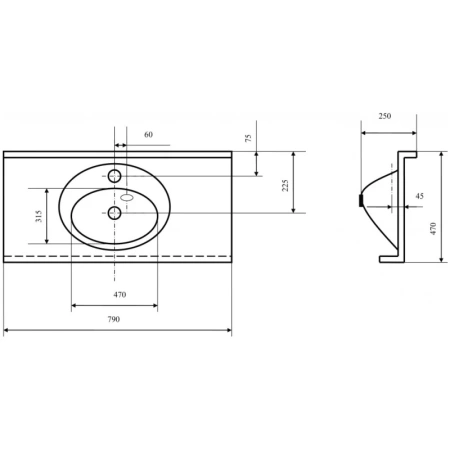 Раковина 79x47 см Акватон Отель 1A70063NOT010