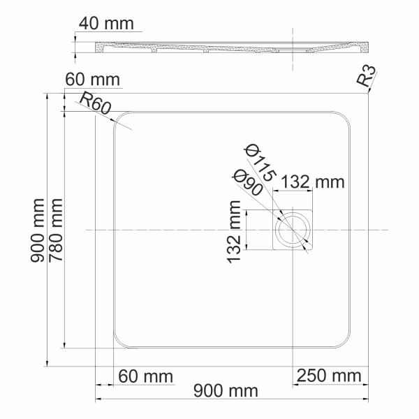 Душевой поддон WasserKRAFT Neime 19T03, искусственный камень, серый, 90x90 см