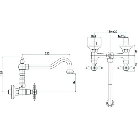 Смеситель для кухни Cezares Nostalgia-LLP-03/24 Золото 24 карат