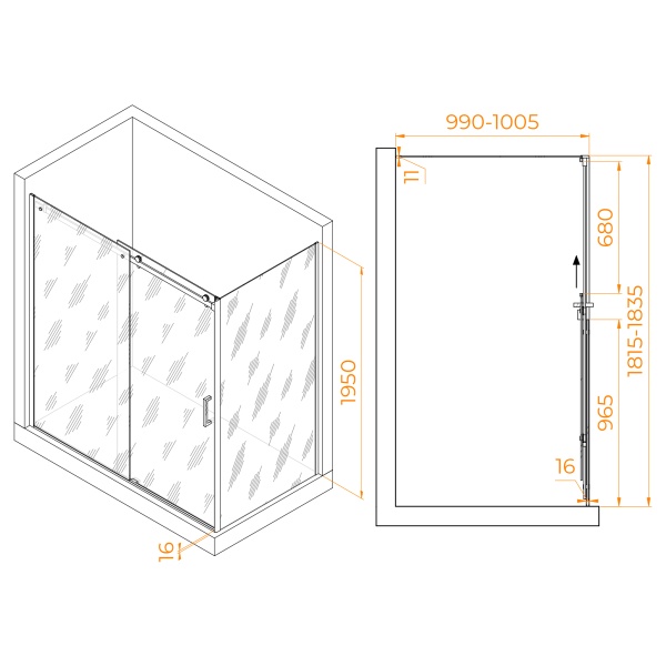 Душевой уголок RGW TO-44-1 (TO-14 + Z-060-2)