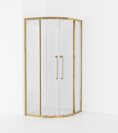 Душевой уголок Cezares Relax-304 90x90 RELAX-304-R-2-90-C-BORO профиль Брашированное золото стекло прозрачное