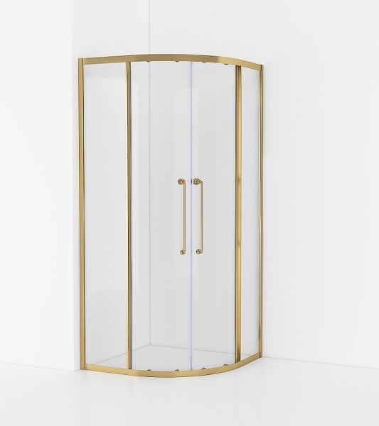 Душевой уголок Cezares Relax-304 90x90 RELAX-304-R-2-90-C-BORO профиль Брашированное золото стекло прозрачное