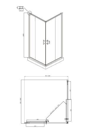Душ. ограждение Ambassador Kingston 14011103 (1000x1000x2000), 1 место