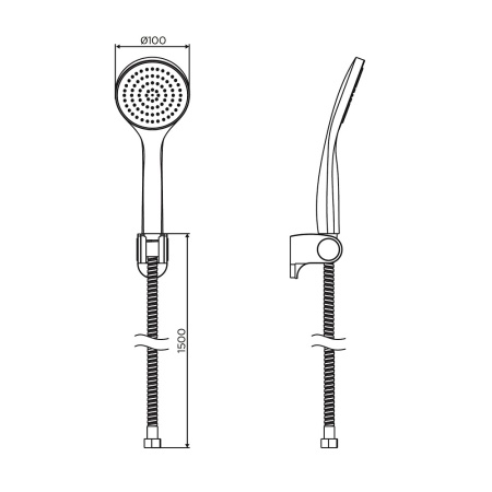 D0208000BL Comfort душевой набор: лейка 1f, шланг, держатель, черный