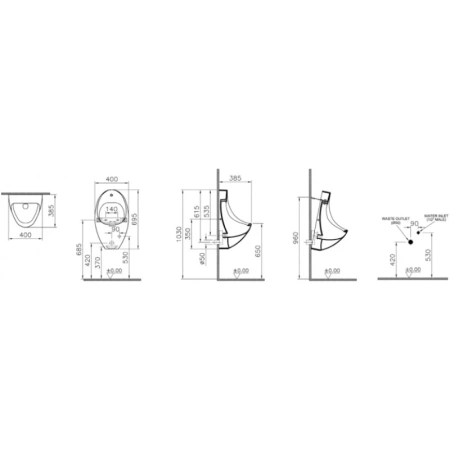 Писсуар с встроенным сенсором VitrA Arkitekt 4106B003-5598