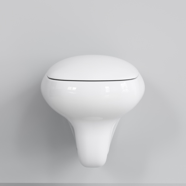 Унитаз Diamond 123T20001R (530*405*375) БЕЛЫЙ подвесной БЕЗОБОДКОВЫЙ с толстой крышкой, 2 места