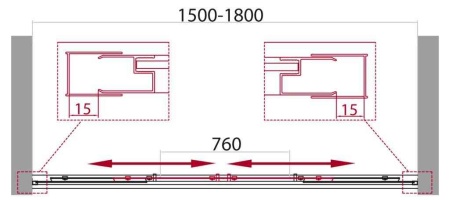 Душевая дверь BelBagno "UNIQUE-BF-2-150/180-P-Cr", прозрачная, монтаж напольный
