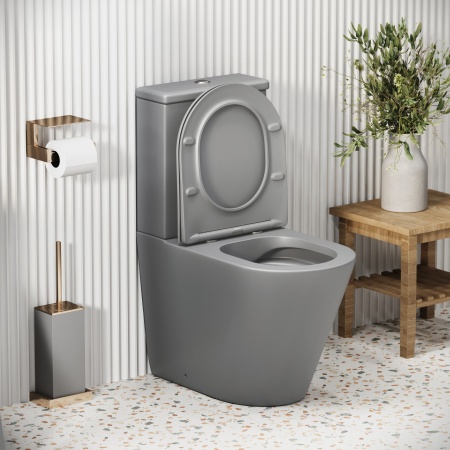 Унитаз GR-4480GLMS Color (620*365*810) СВЕТЛО-СЕРЫЙ МАТОВЫЙ напольный БЕЗОБОДКОВЫЙ, 2 мес