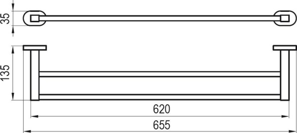 Двойной полотенцедержатель 66 см Chrome CR 320.00 X07P193