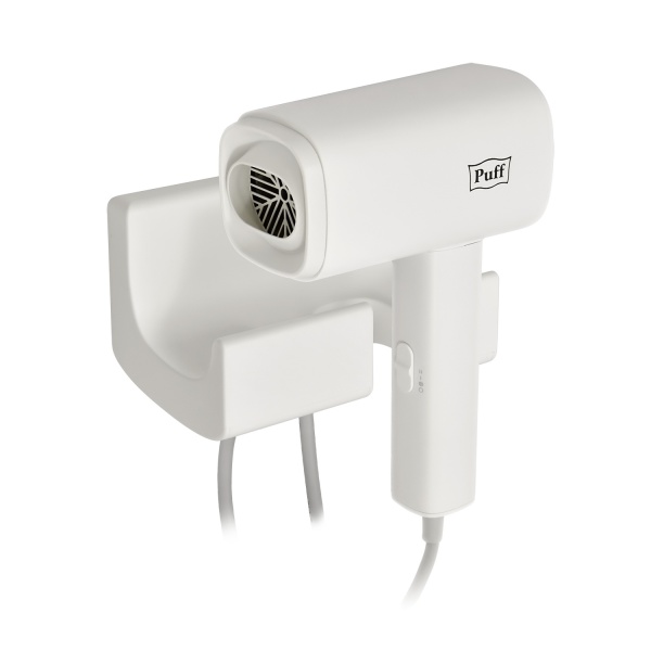 Фен для волос настенный "Puff-1601", белый матовый