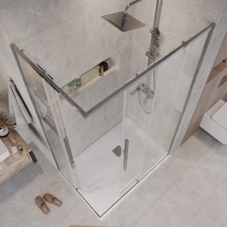 Душ.ограждение 300.K33.01.1090.10.00 Galaxy (100*90*195) хром, стекло прозрачное, 2 места