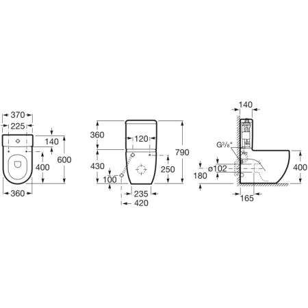 Чаша напольного унитаза Roca Meridian 342248000