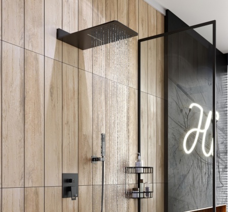 Душевая система Timo "Briana" SX-7139/03SM, верхний тропический душ, черный