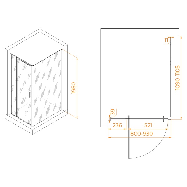 Душевой уголок RGW PA-078B (RGW PA-008B + Z-050-2B)