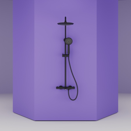 SC3001MB Душевая стойка SANCOS Game для душа/ванны с термостатическим смесителем, цвет черный матовы