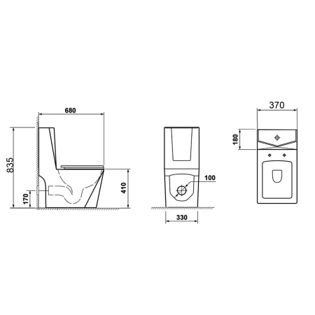 Унитаз Cristal GR-4491 Cristal (680*370*835) МОНОБЛОК напольный с толстой крышкой, 1 место