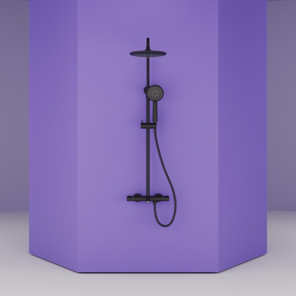 SC3001MB Душевая стойка SANCOS Game для душа/ванны с термостатическим смесителем, цвет черный матовы