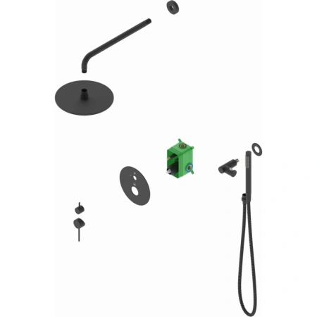 Душевой комплект Timo Saona SX-2369/18SM 250 мм, со смесителем, вороненая сталь