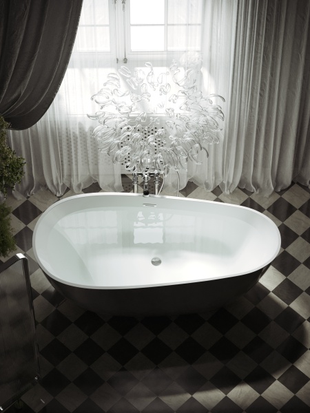 FB18 Ванна SANCOS акриловая отдельностоящая 1700*800*600мм бел. слив-перелив в комплекте, хром