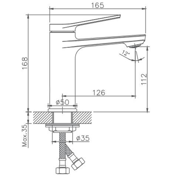 Смеситель для раковины Haiba HB572, латунь, горизонтальный монтаж, керамический картридж, хром