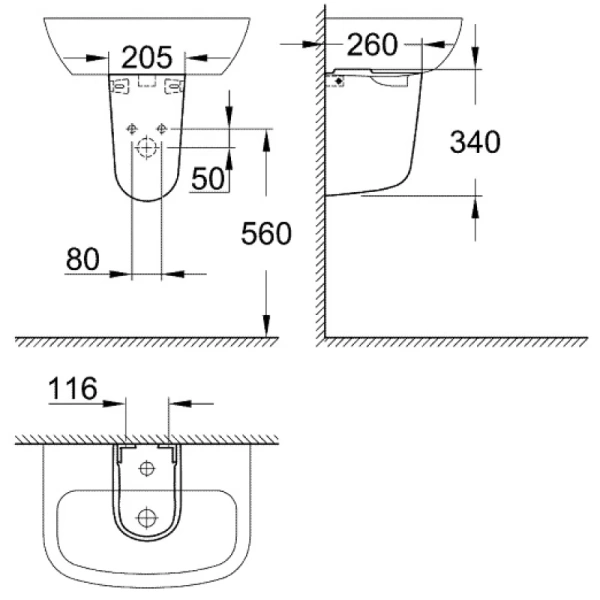 Полупьедестал для раковины Grohe Bau Ceramic 39426000