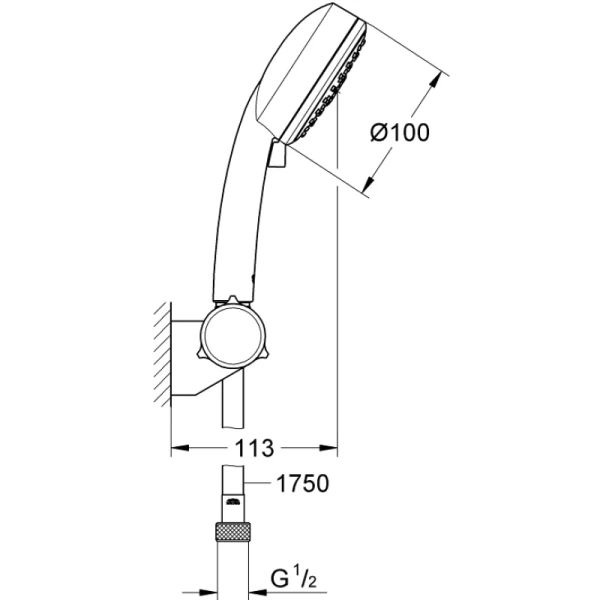 Душевой набор Grohe "New Tempesta Cosmopolitan" 27584002, ABS-пластик/латунь/пластик/сталь