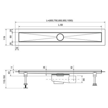 Душевой лоток Timo Drain System 80 DS230208/03 с Черной матовой решеткой / под плитку