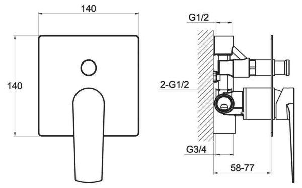 Смеситель для душа BelBagno "Carin" CAR-BASM-CRM, монтаж скрытый, хром