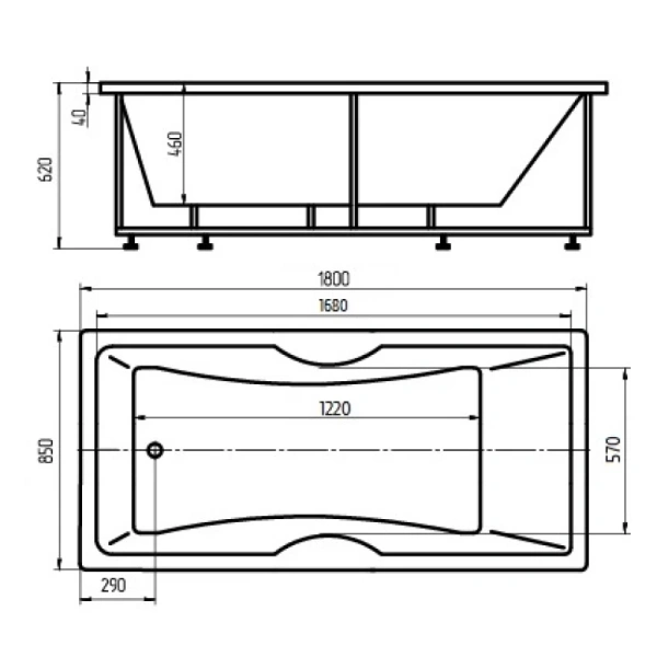 Акриловая ванна 180x85 см Aquatek Феникс-180 FEN180-0000083