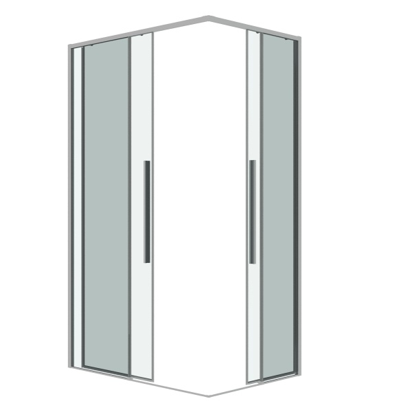 Душ.ограждение 300.K33.01.1090.10.00 Galaxy (100*90*195) хром, стекло прозрачное, 2 места