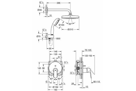 Душевая система Grohe Eurosmart Cosmopolitan 25219001 Хром