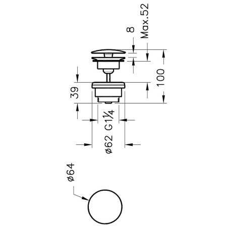 Донный клапан Vitra Origin A45149 click-clack Хром