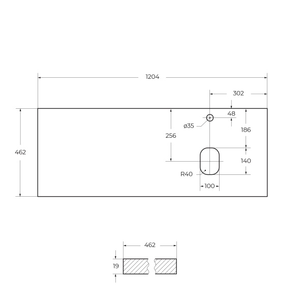 Столешница из МДФ BelBagno EK-120-AS-BO-R Bianco Opaco